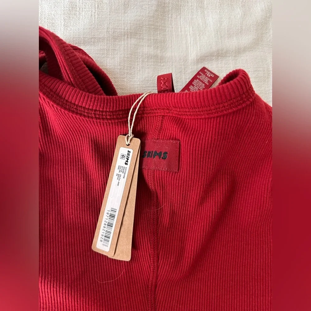 SKIMS RED COTTON RIB TANK CATSUIT - Picture 6 of 7